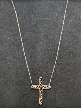 La'celet Jewelry Gallery Filigree Cutout Cross Pendant Necklace in Sterling Silv